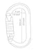 Line drawing of Petzl OK Triact Lock Carabiner including inside dimensions  - width : 4cm - length:  8.8cm 