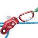 Capto Red 13mm combined Rope Grab, Pulley and Becket for Hauling and Rescue in action on a rope with soft shackle and carabiner 