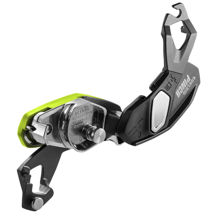 Edelrid Pinch Belay System open and ready to use 