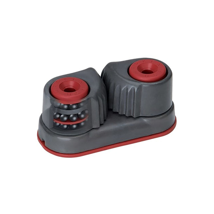 Harken Industrial ball bearing cam
cleats hold rope securely and release
easily under load. Multiple rows of ball
bearings reduce friction. The cam’s
V-shape guides rope for easy entry.