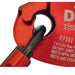 Close-up view of the ISC D4 Rescue Descender connection point with a carabiner, showing its precision engineering and compliance with international safety standards.