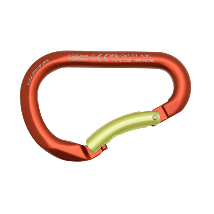 Kong Paddle Bent Gate Carabiner in Red and Yellow