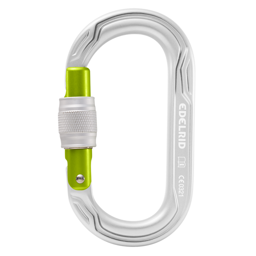 Edelrid OVal Power 2500 Screwgate Carabiner in Sliver Colourway 