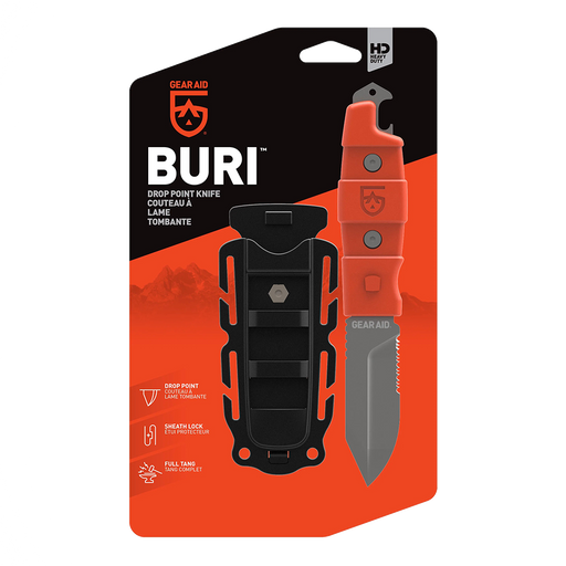 Gear Aid Buri Knife with Orange Handle  in Euro Hook Retail  Packaging 