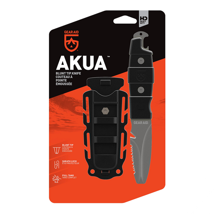 Gear Aid Akua River Knife with Black Handle  in Retail Packaging with Euro hook 