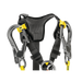 Petzl Avao Bod Fast EU Harness close up feature showing MGO connectors on fall-arrest lanyards can be stowed on each shoulder strap. The user is thus unhindered by the lanyard, and the connectors stay within reach. In the event of a fall, the system releases the MGOs and allows the absorber to be deployed.